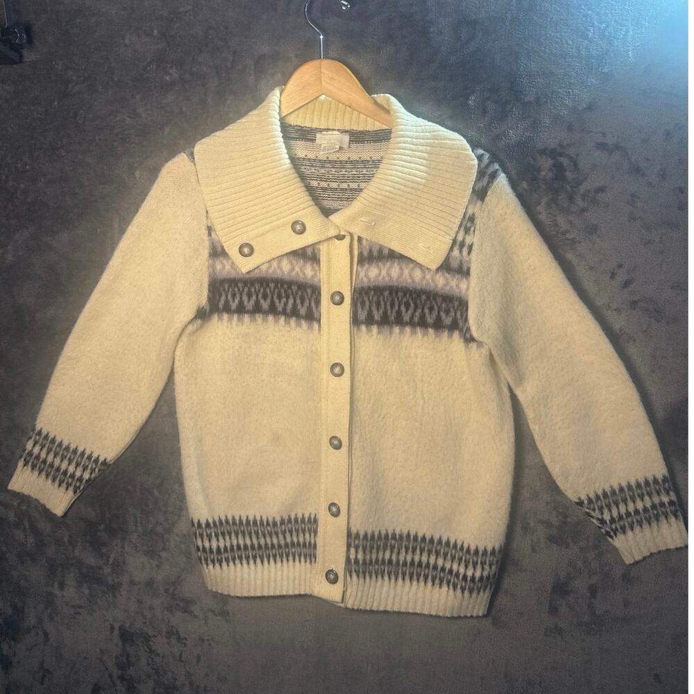 True Vintage x 1970s x Sears Fair Isle Cardigan Sweater Women’s Large Ivory